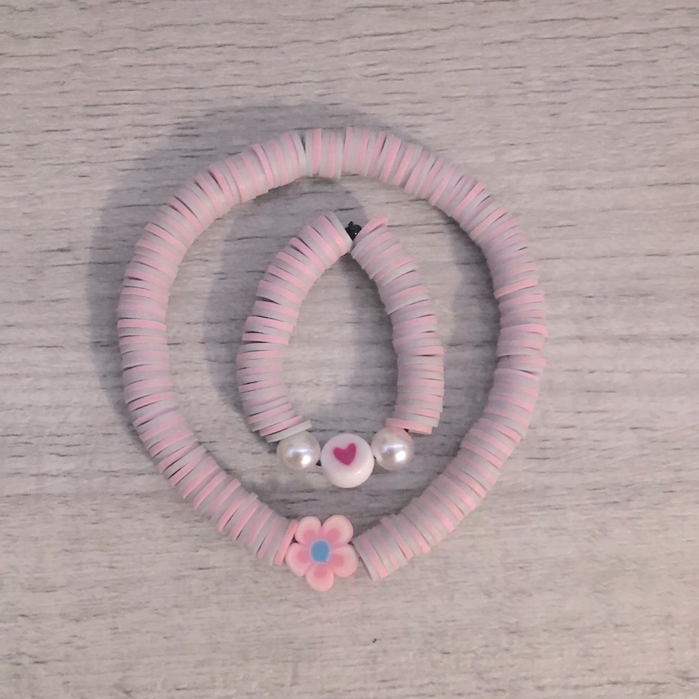 Pink koala clay bead bracelet set